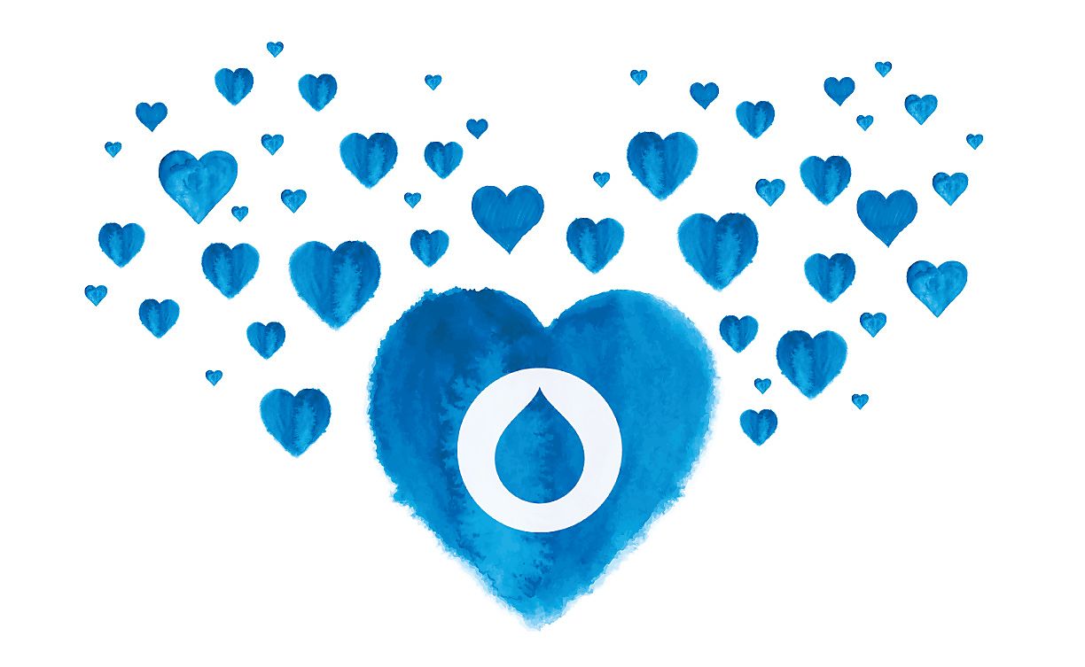 Dozens of blue hearts