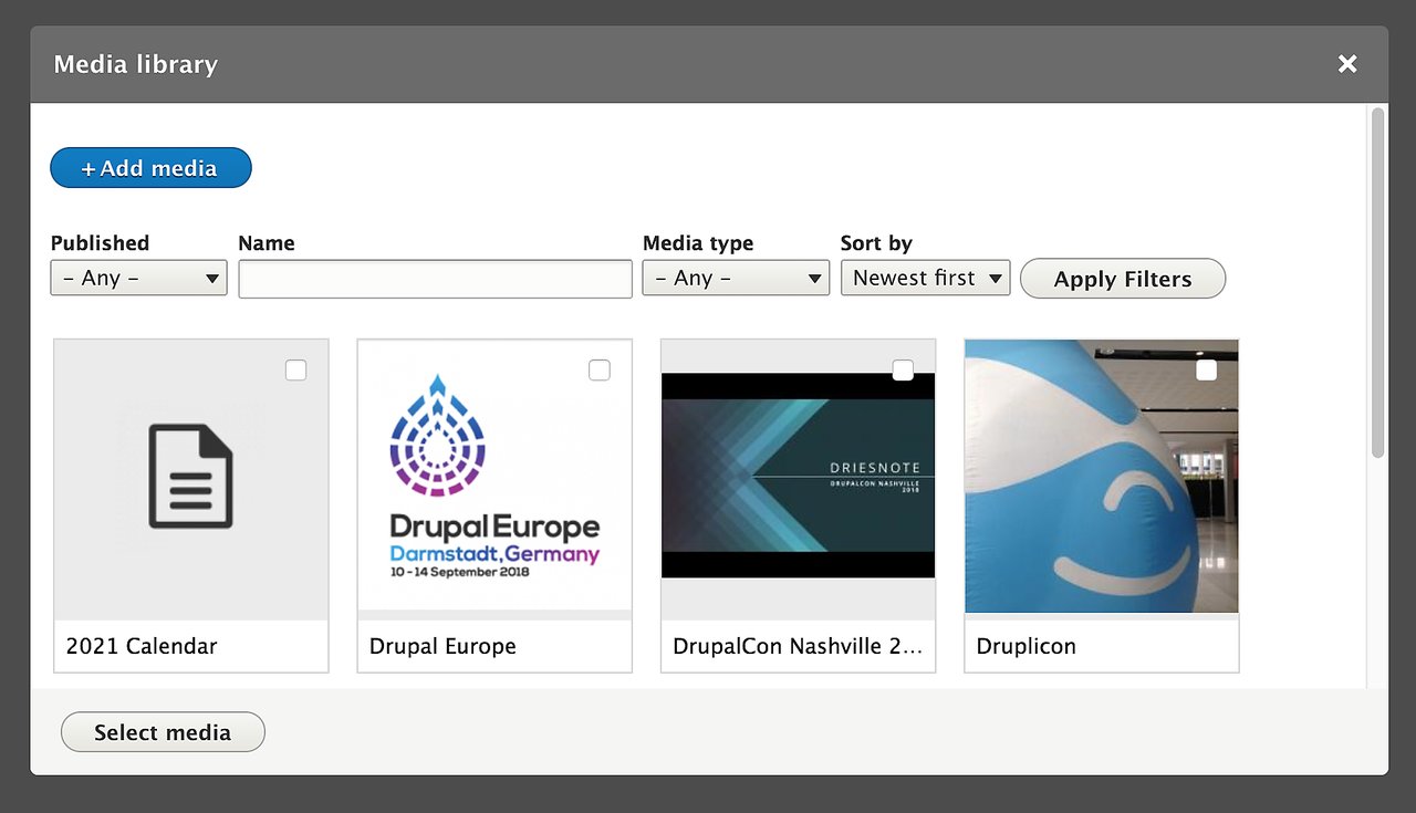 The Media Library in Drupal 8.6