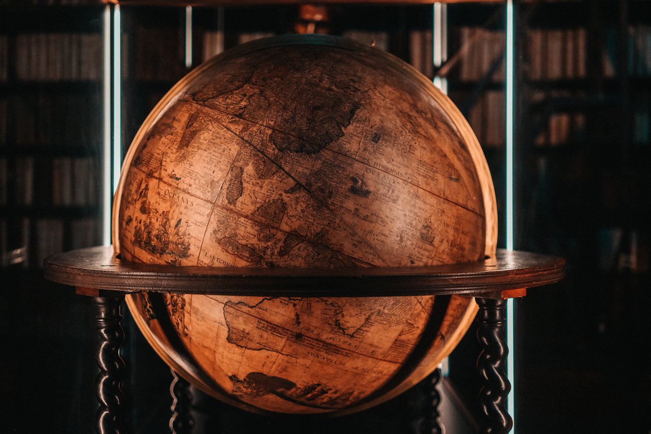 An old globe at the Plantin Moretus Museum