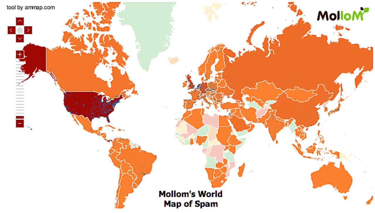 Mollom spam map world Mollom spam map world