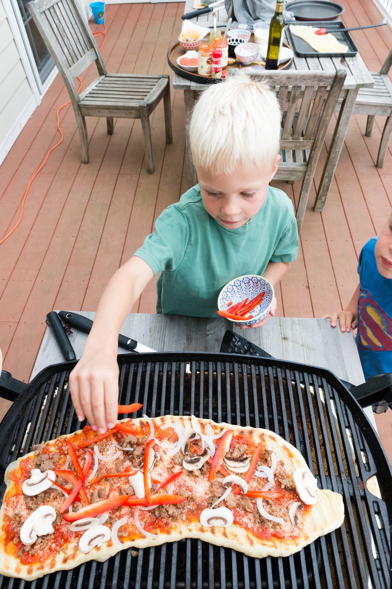 Pizza on grill