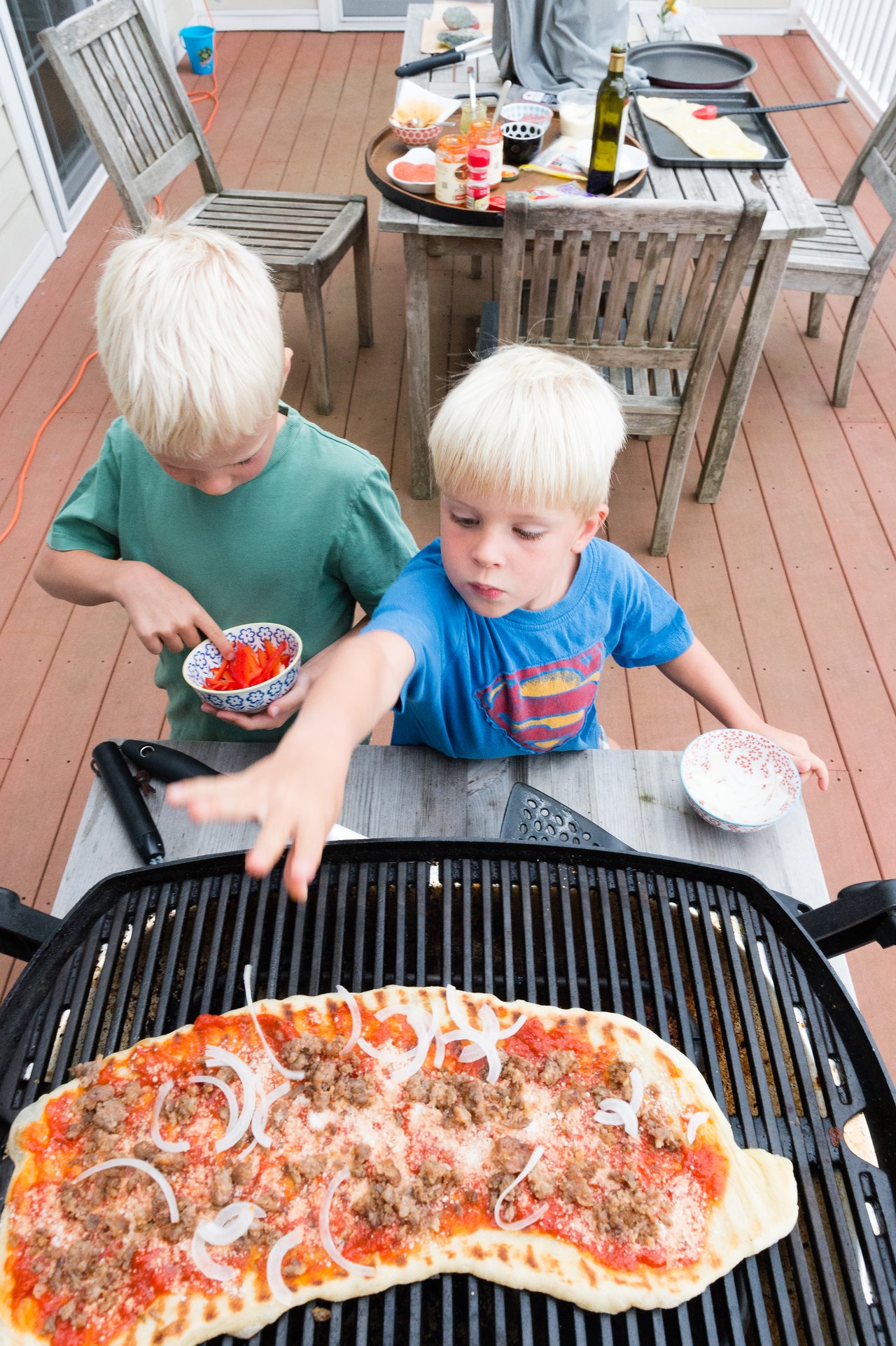 Pizza on grill