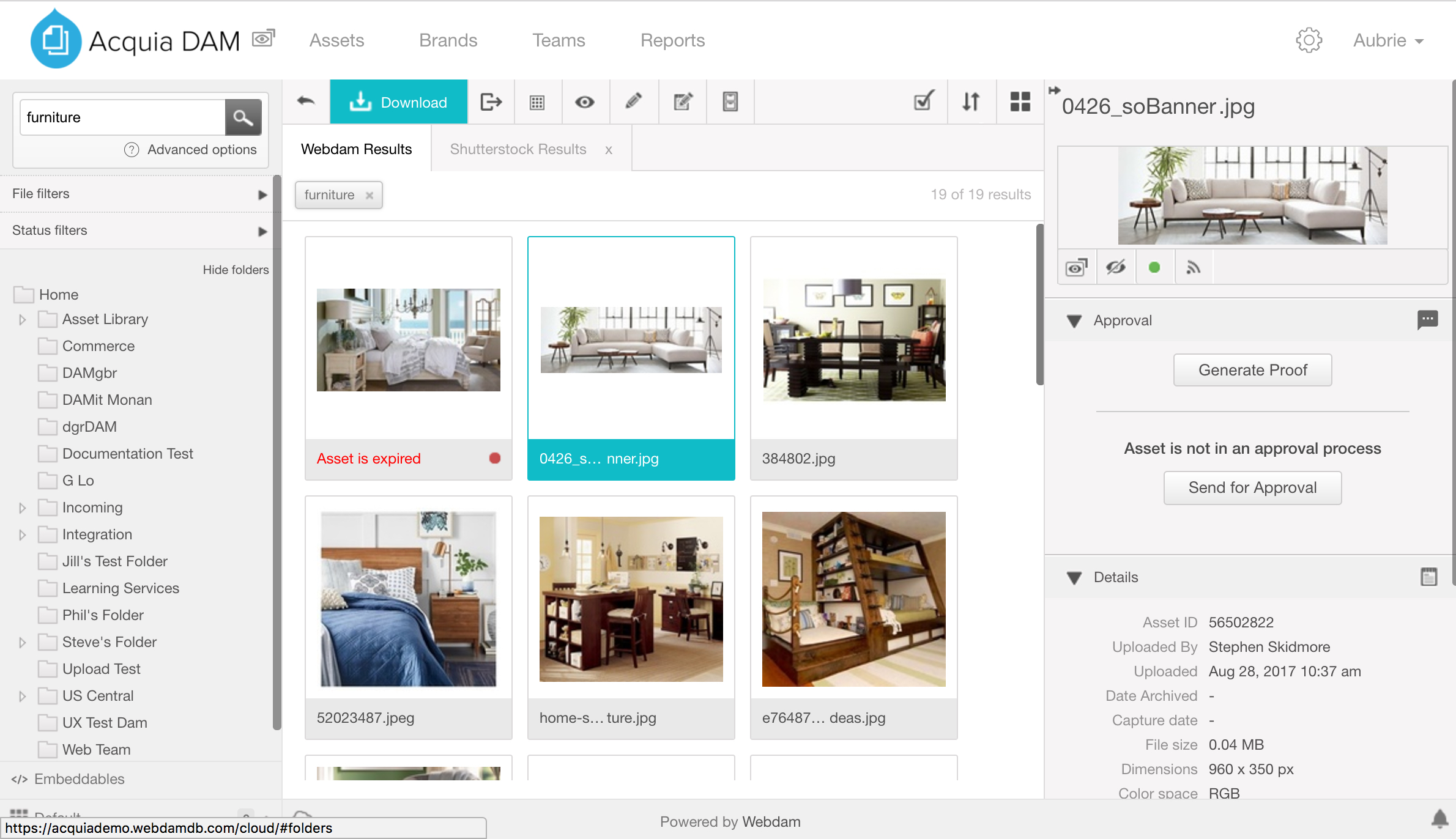 A screenshot of Acquia's Digital Asset Management solution