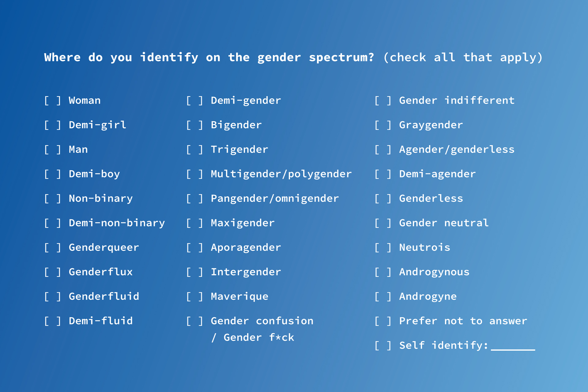 How the Open Demographics Initiative recommends you ask for gender information