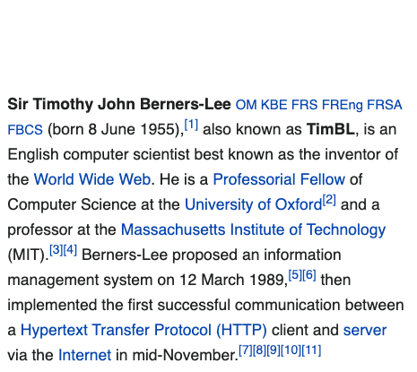 The browser output for Tim Berners-Lee's Wikipedia page