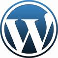 WordPress logo featuring a white &quot;W&quot; inside a blue circle with a dark border.