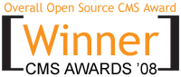 Drupal wins Overall Open Source CMS Award in the 2008 Packt CMS Awards.