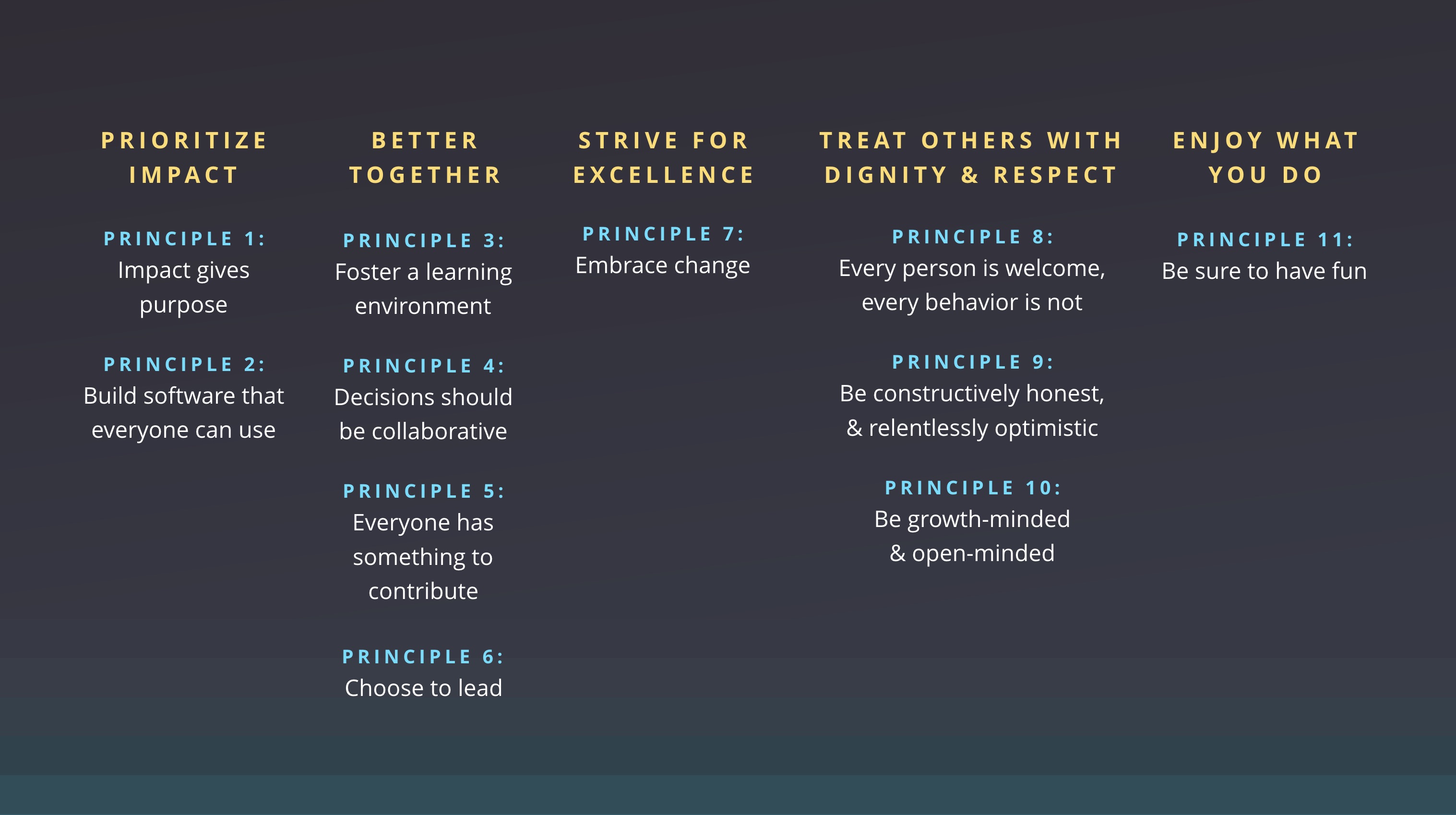 Values and principles alpha