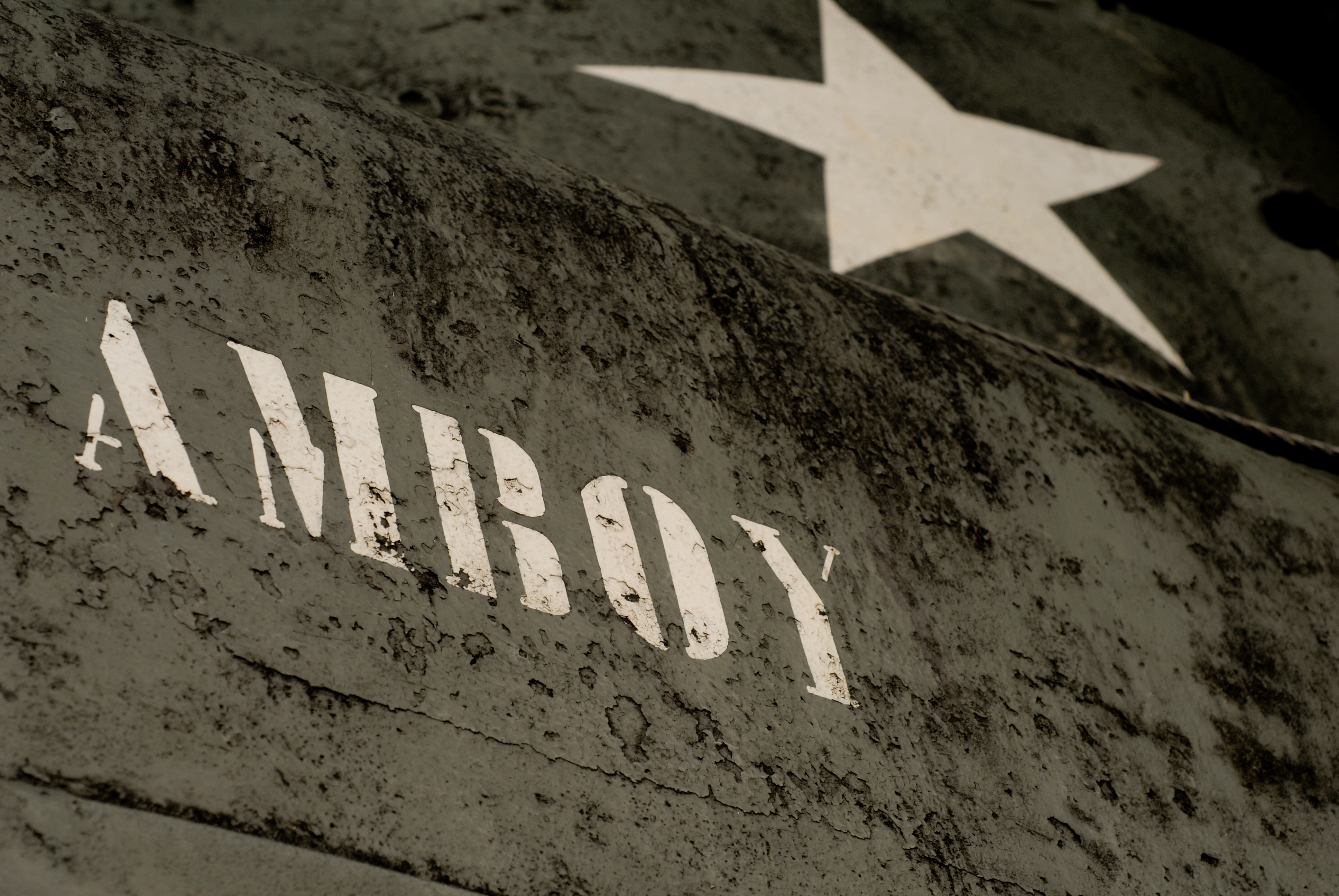 Close-up of a weathered U.